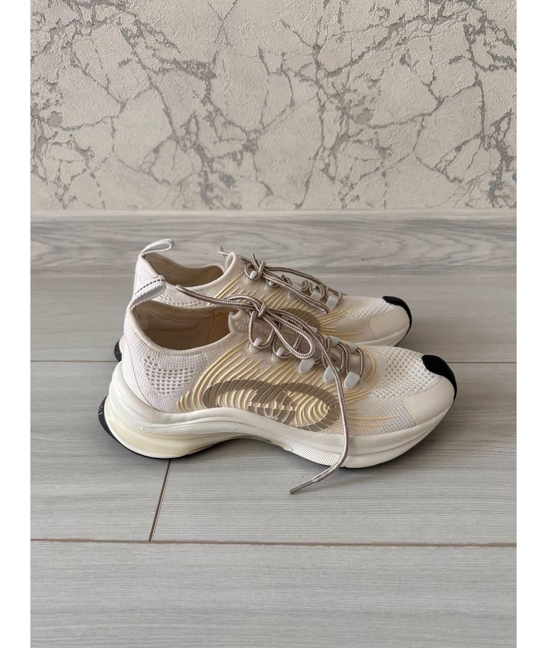 GUCCI Бежевые текстильные низкие кроссовки / кеды, фото 9