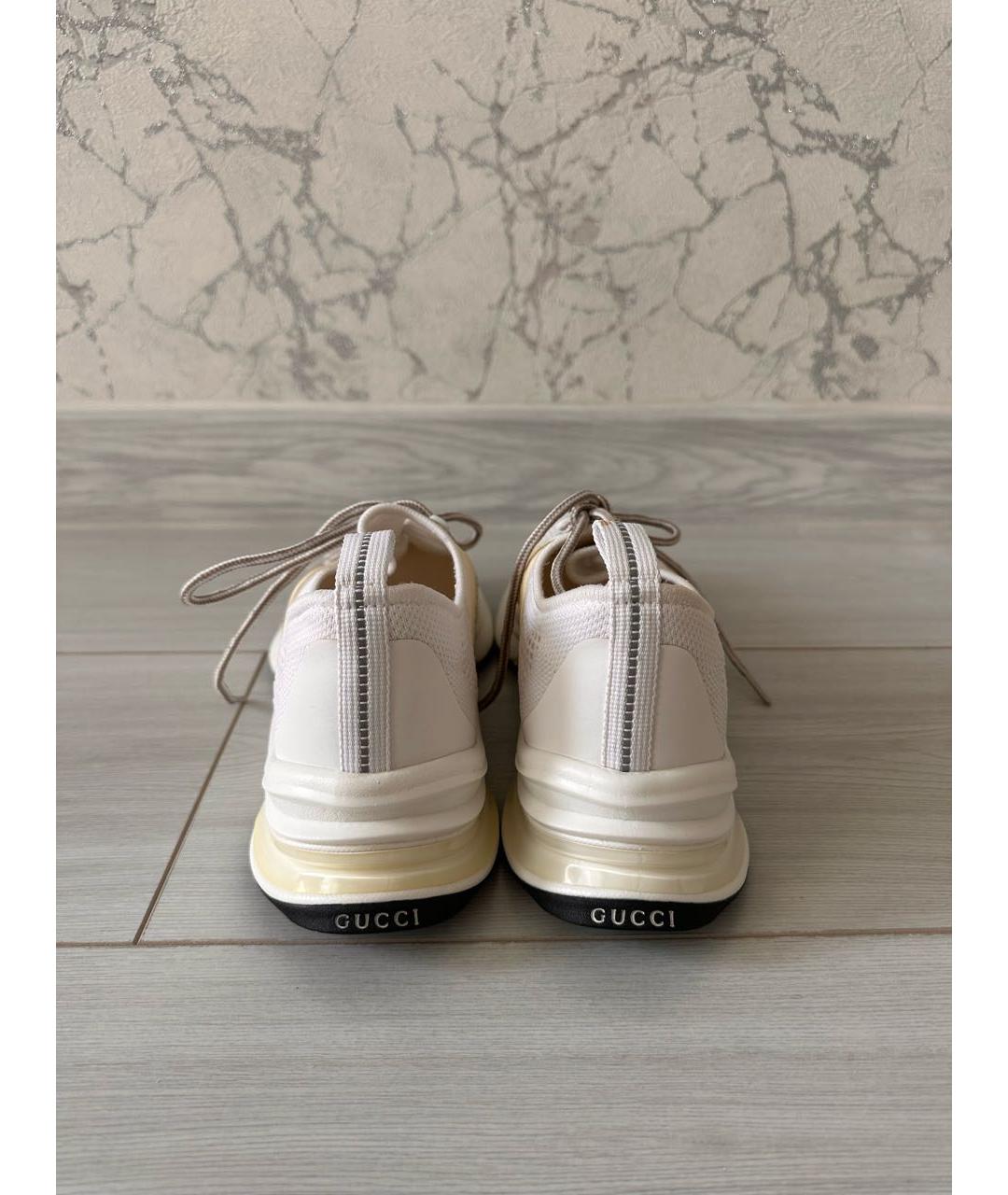 GUCCI Бежевые текстильные низкие кроссовки / кеды, фото 4