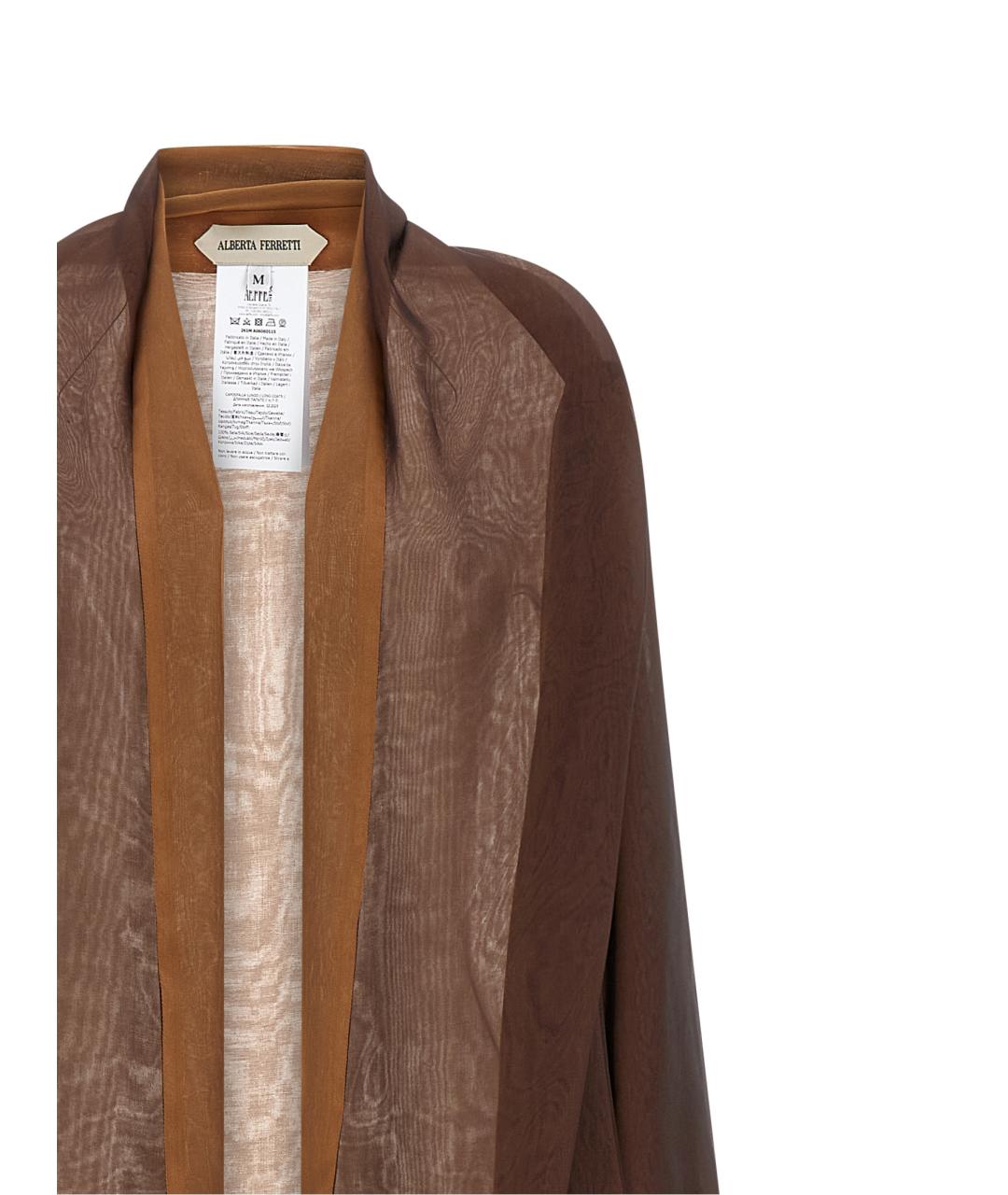 ALBERTA FERRETTI Коричневый шелковый кардиган, фото 3