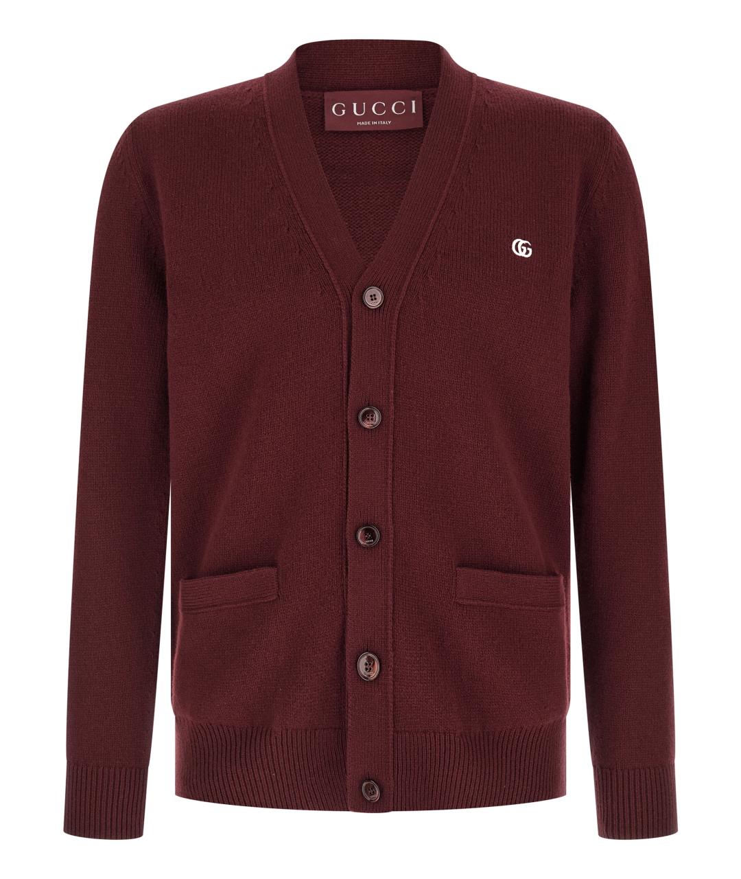 GUCCI Бордовый кашемировый кардиган, фото 1