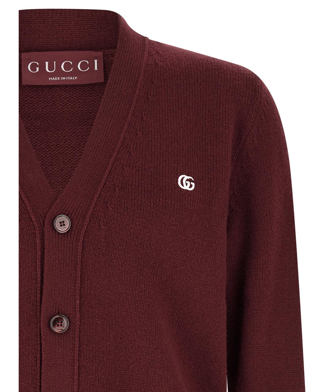 GUCCI Бордовый кашемировый кардиган, фото 3