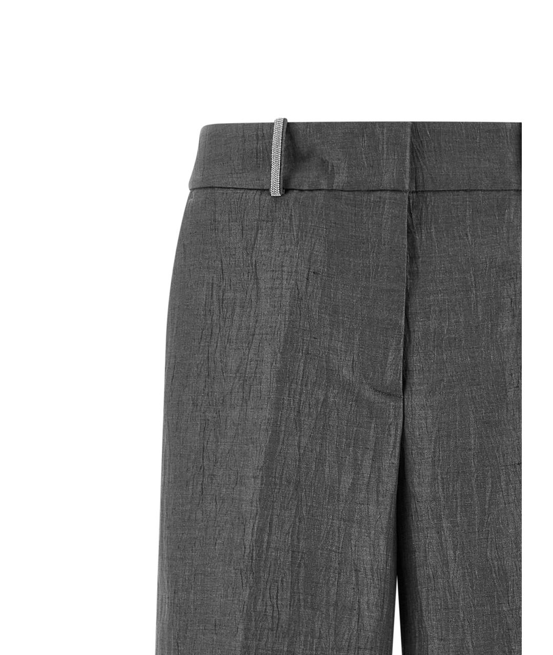 PESERICO Серые льняные прямые брюки, фото 3