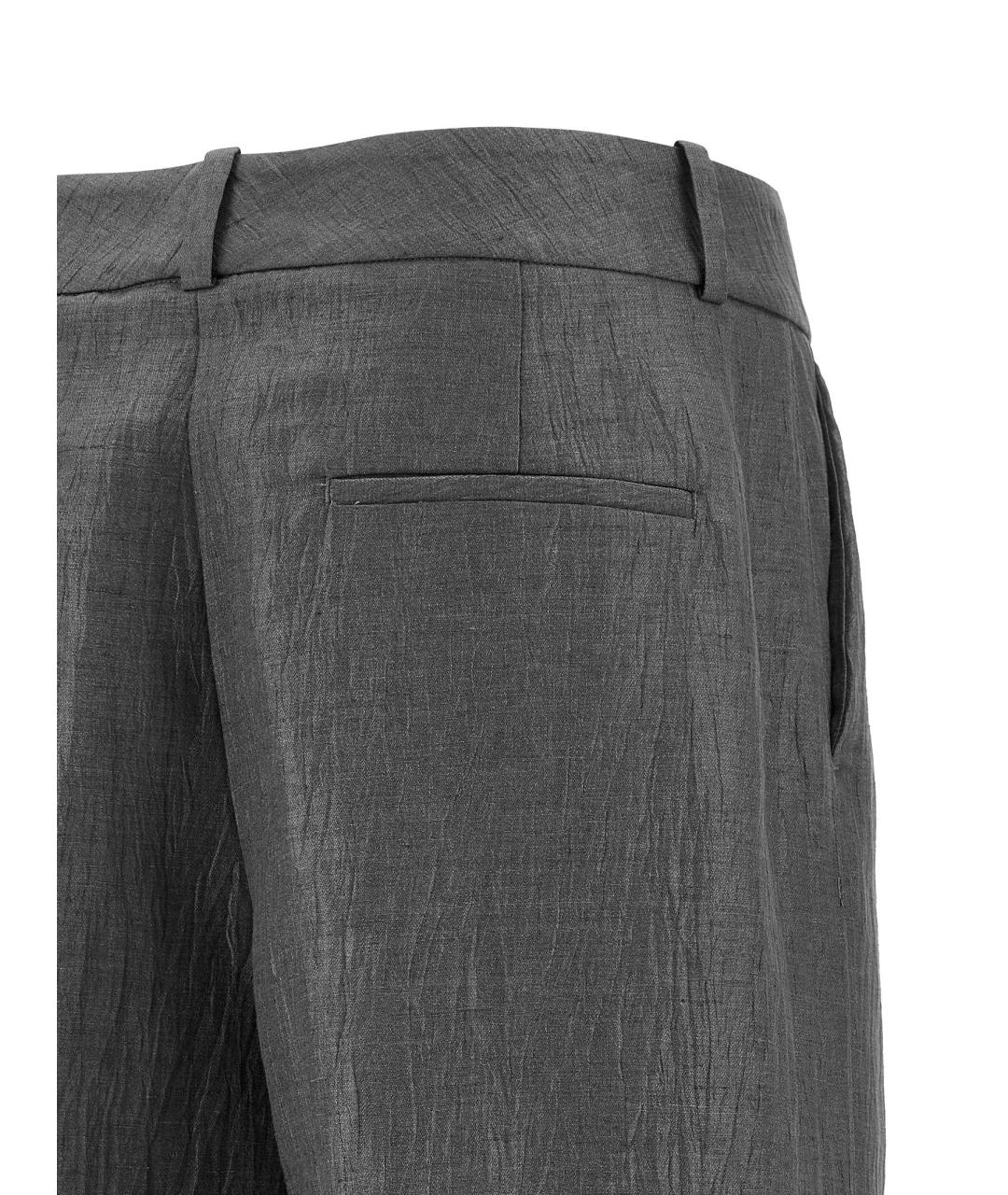 PESERICO Серые льняные прямые брюки, фото 4