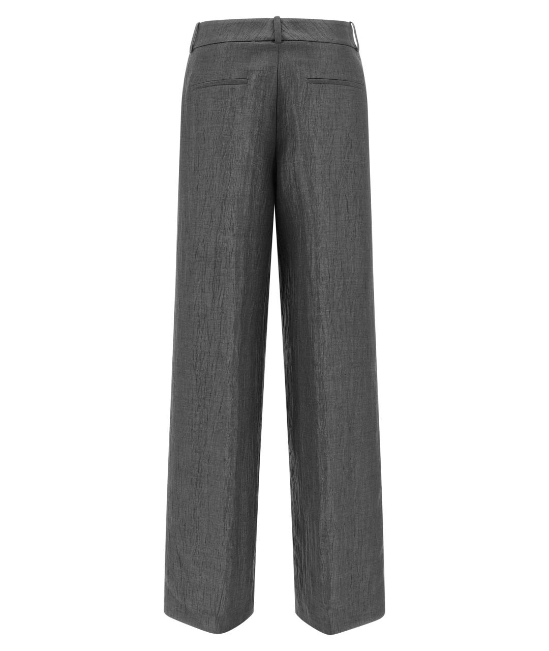 PESERICO Серые льняные прямые брюки, фото 2