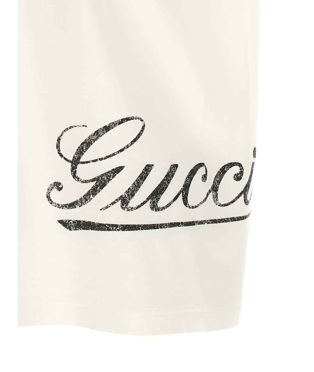 GUCCI Белая хлопковая футболка, фото 4