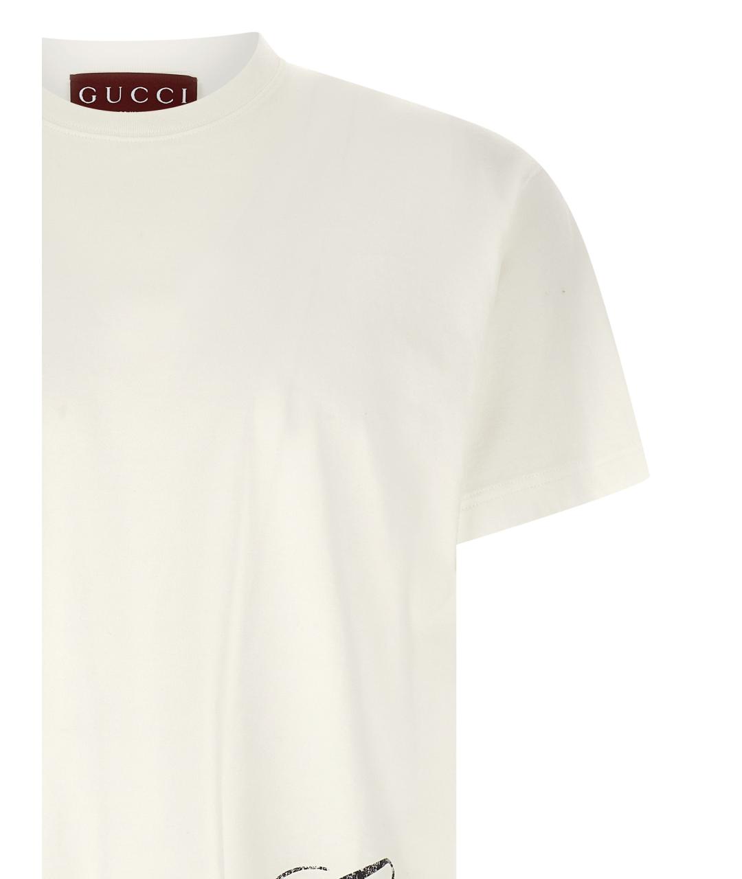 GUCCI Белая хлопковая футболка, фото 3