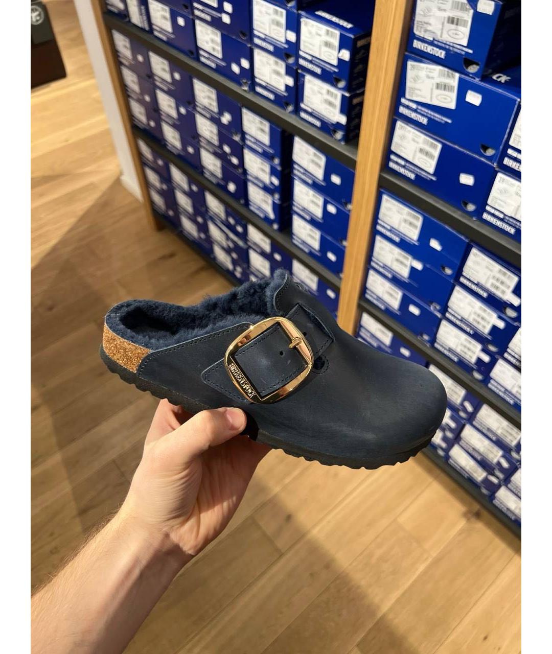 BIRKENSTOCK Синие кожаные мюли, фото 2