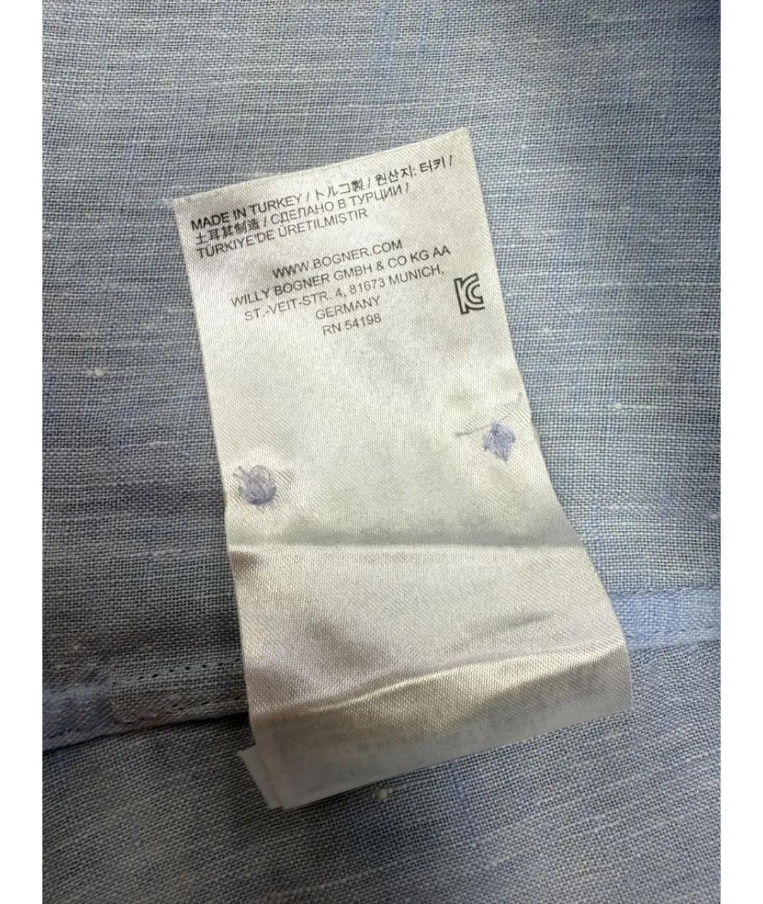 BOGNER Голубая льняная кэжуал рубашка, фото 7