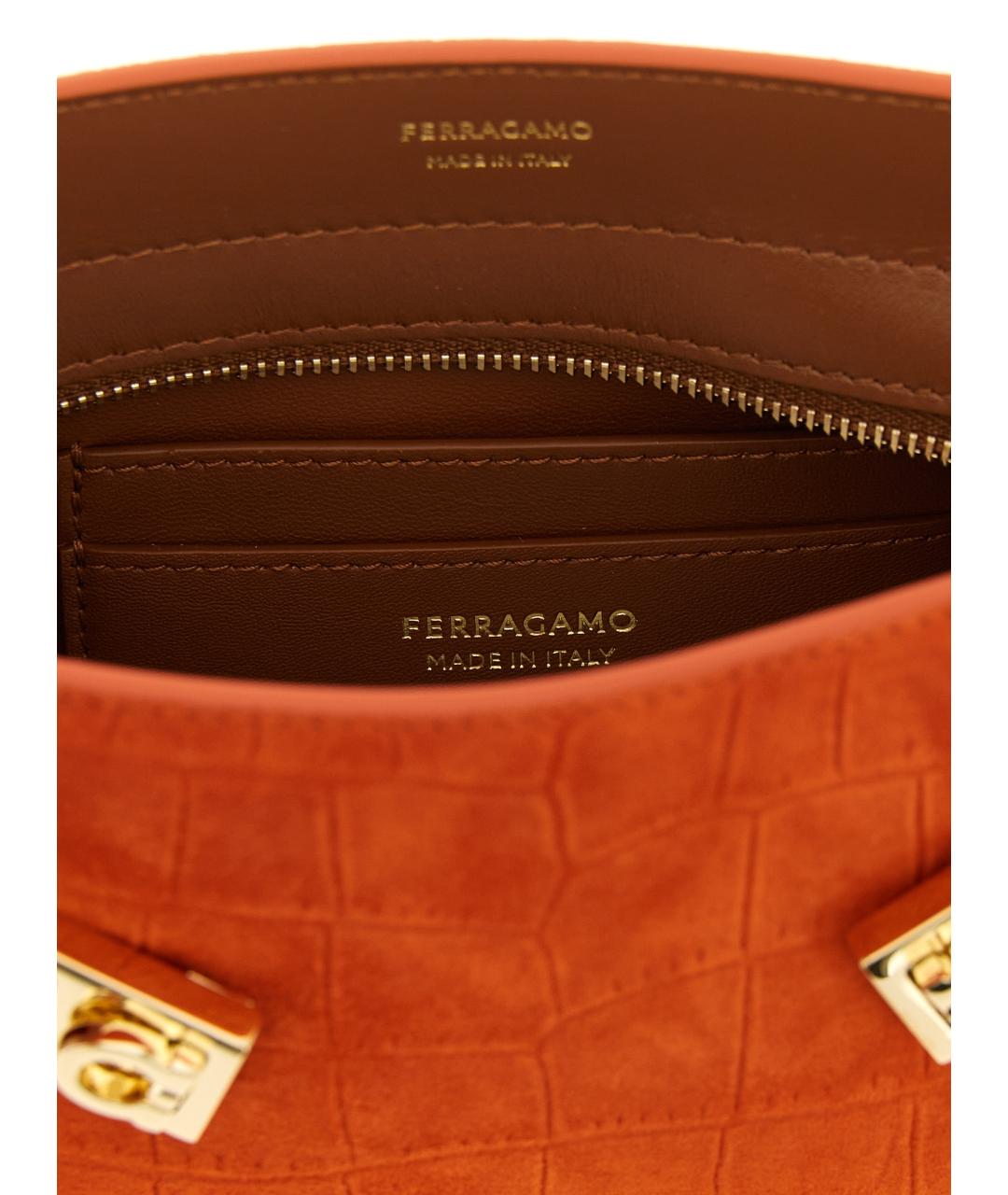 FERRAGAMO Оранжевая замшевая сумка через плечо, фото 4