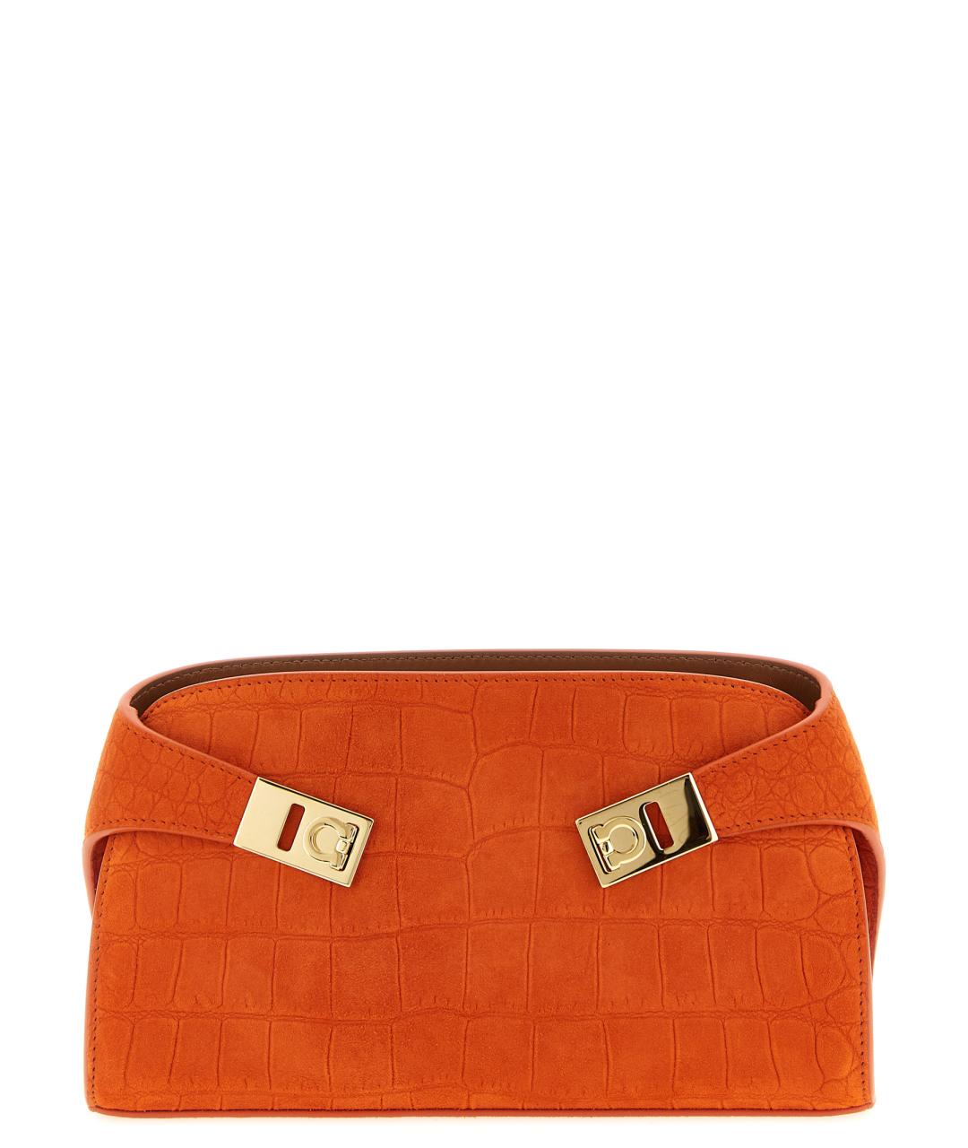 FERRAGAMO Оранжевая замшевая сумка через плечо, фото 1