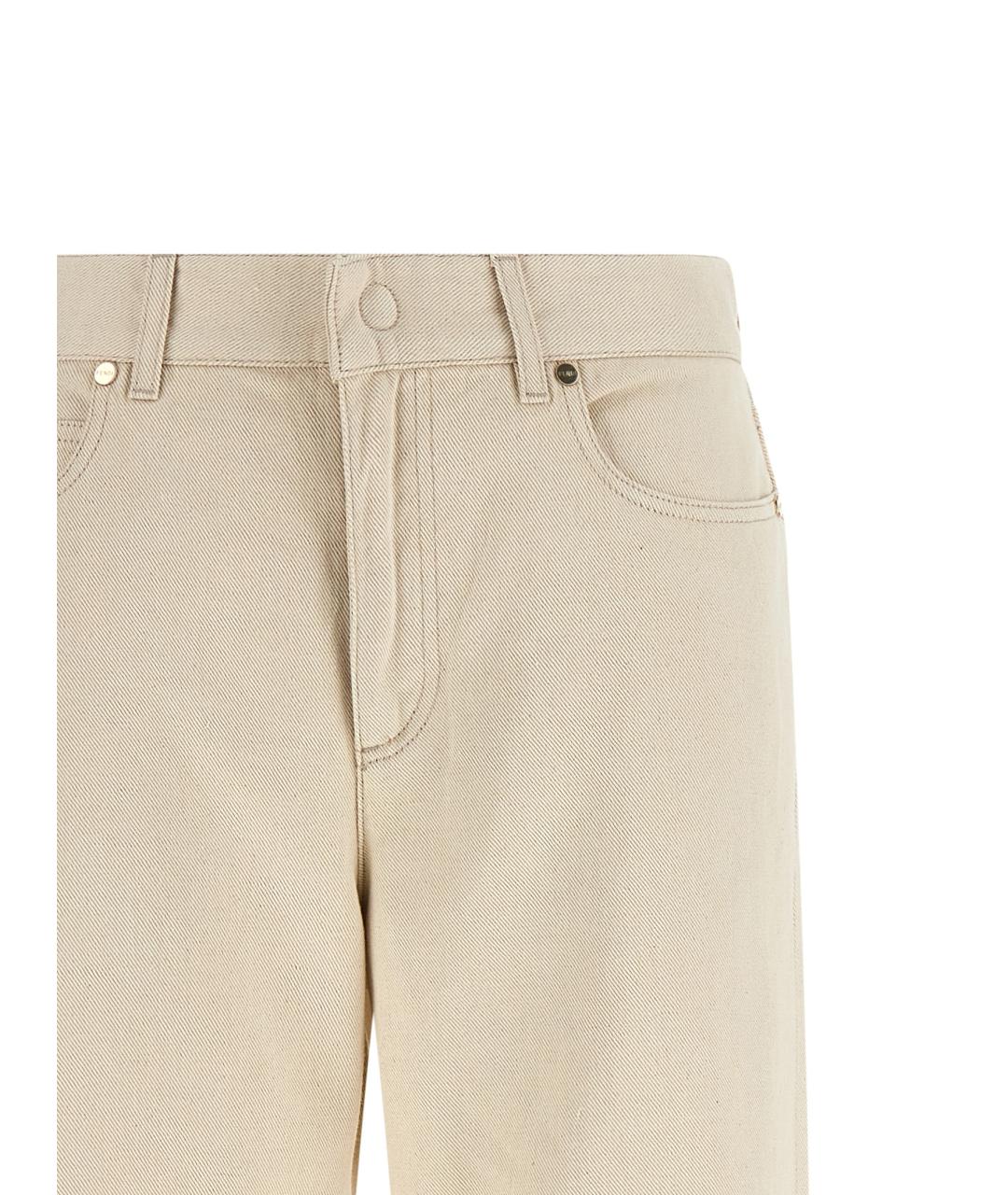 FENDI Бежевые хлопковые прямые джинсы, фото 3