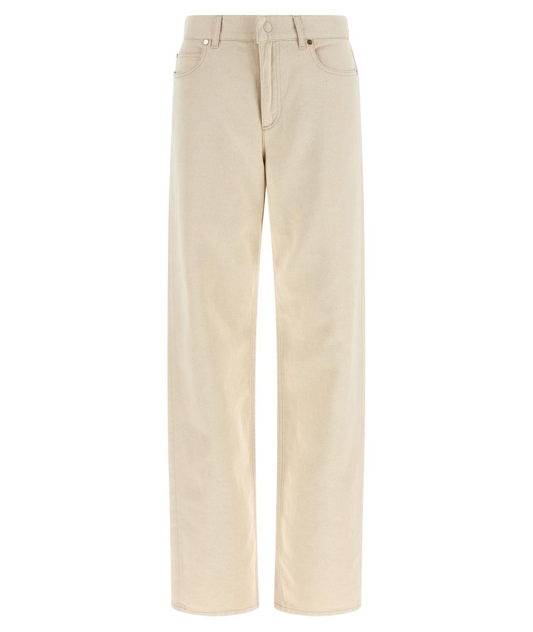 FENDI Бежевые хлопковые прямые джинсы, фото 1
