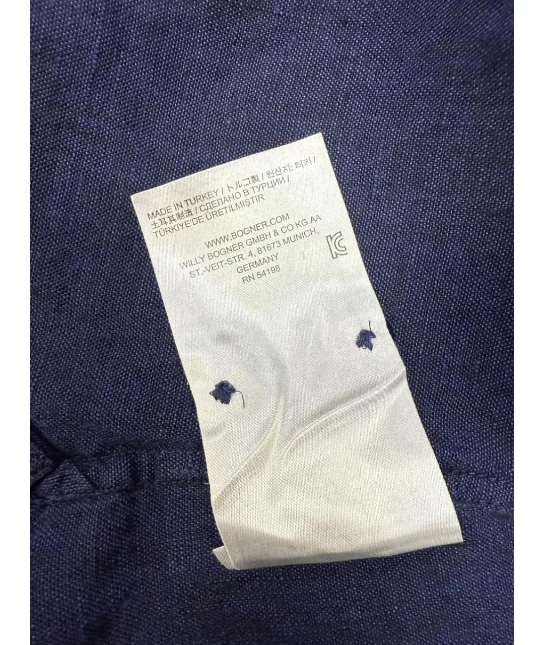 BOGNER Синяя льняная кэжуал рубашка, фото 7