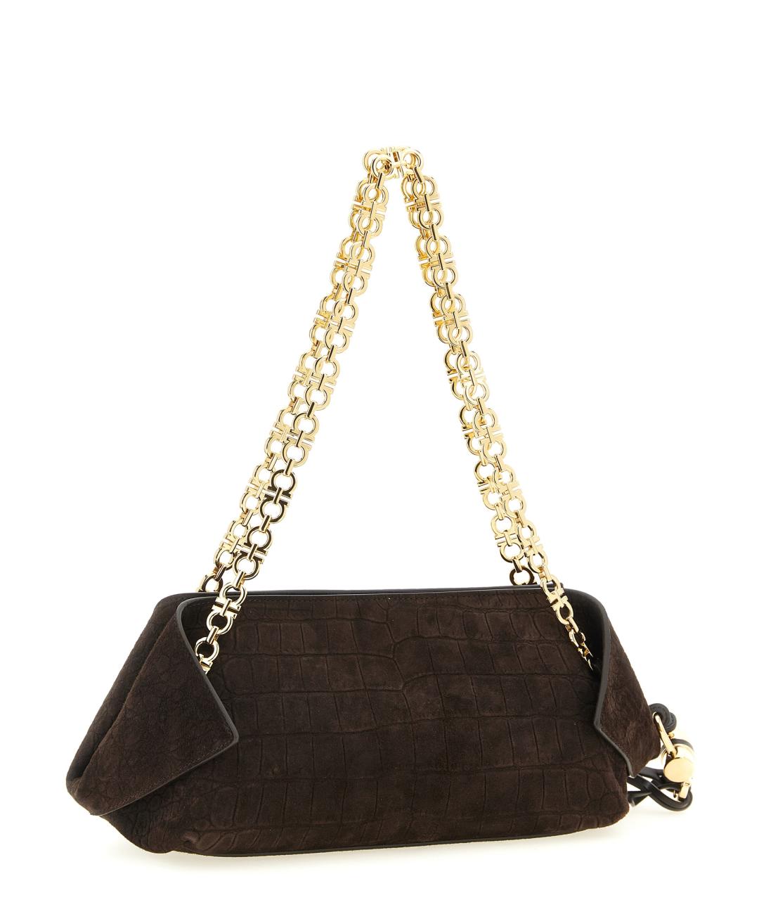 FERRAGAMO Коричневая замшевая сумка через плечо, фото 2