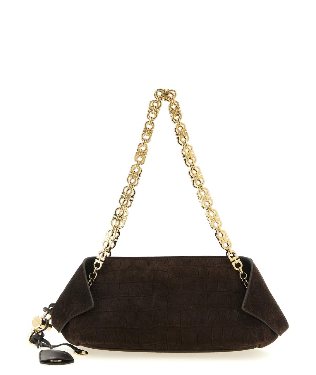 FERRAGAMO Коричневая замшевая сумка через плечо, фото 5