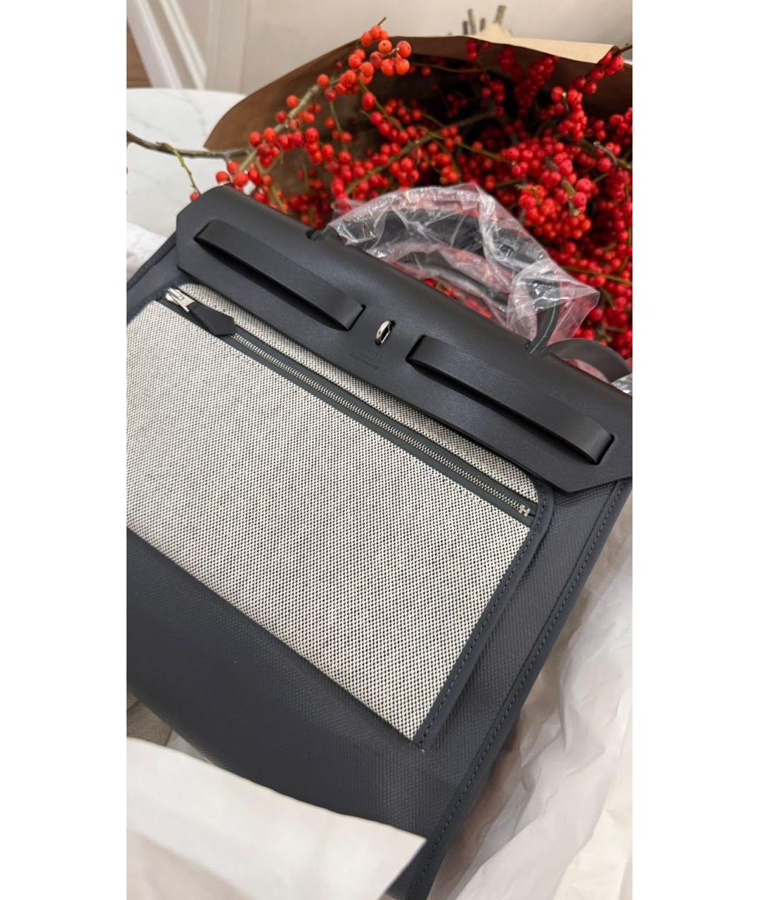 HERMES Серая кожаная сумка через плечо, фото 3