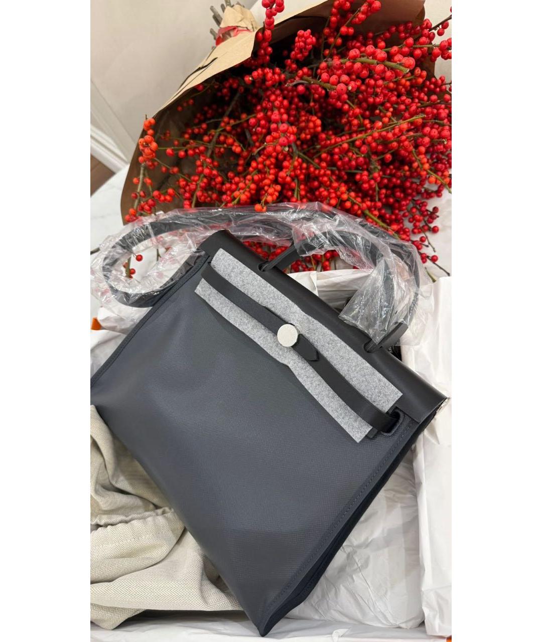 HERMES Серая кожаная сумка через плечо, фото 4