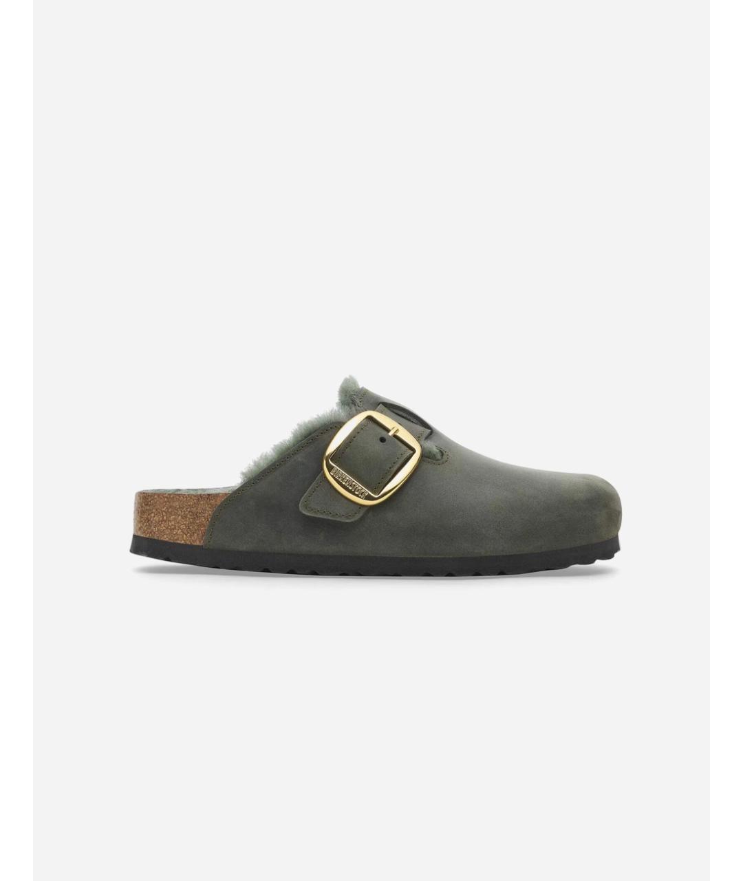 BIRKENSTOCK Зеленые кожаные мюли, фото 4