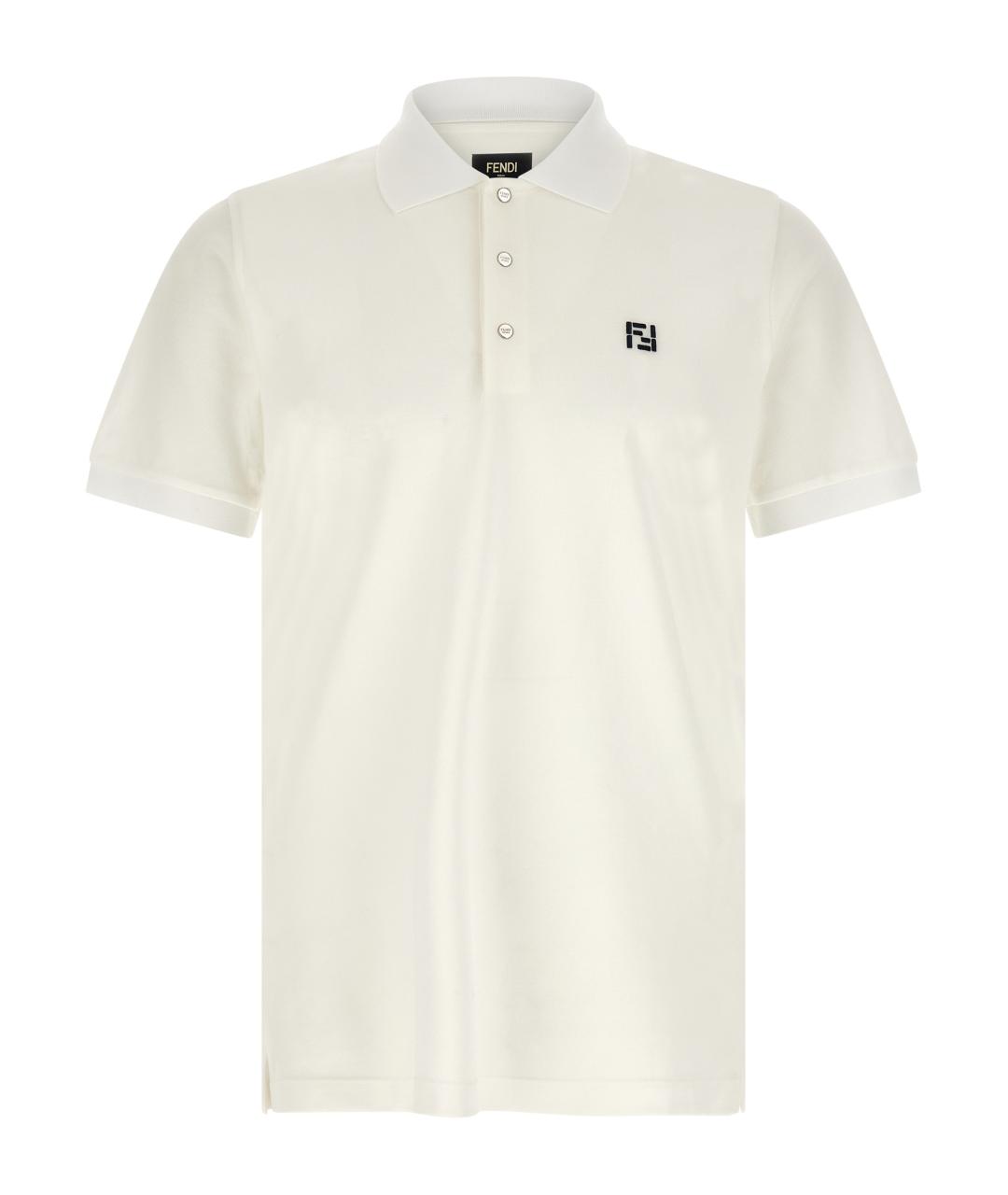 FENDI Белое хлопковое поло с коротким рукавом, фото 1