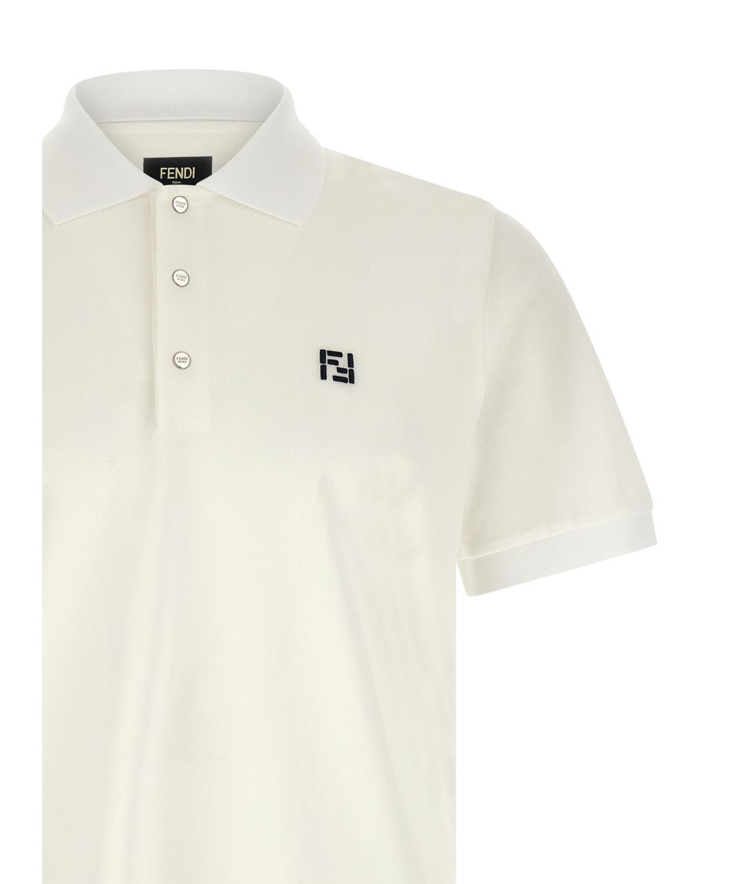FENDI Белое хлопковое поло с коротким рукавом, фото 3