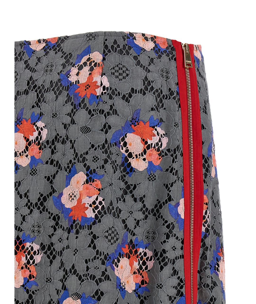FENDI Мульти хлопковая юбка миди, фото 5