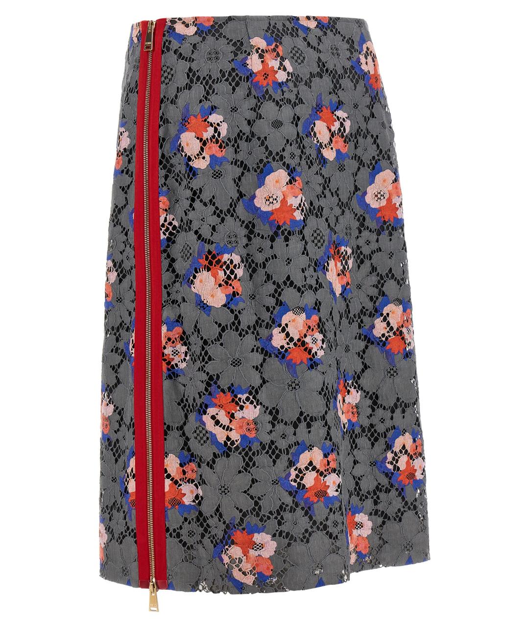 FENDI Мульти хлопковая юбка миди, фото 3