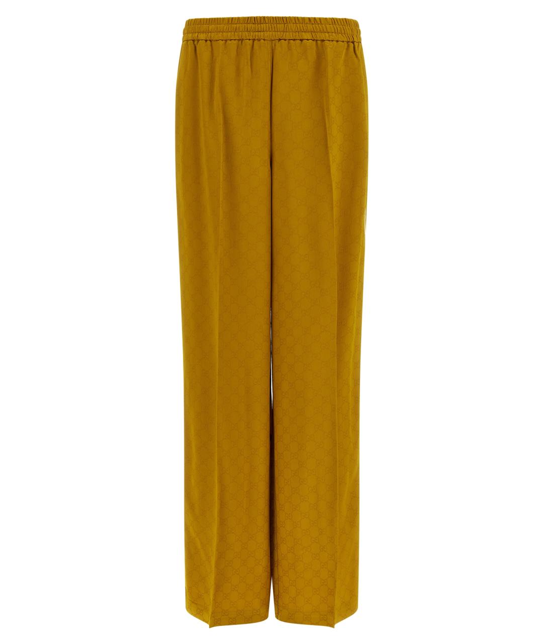 GUCCI Горчичные прямые брюки, фото 1