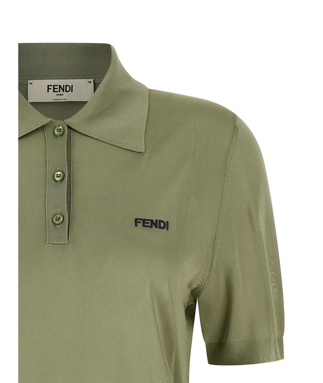 FENDI Зеленая вискозная футболка, фото 3