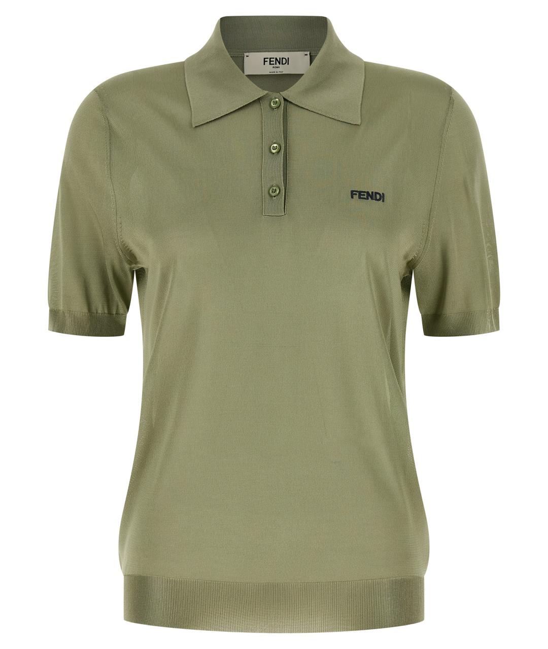 FENDI Зеленая вискозная футболка, фото 1