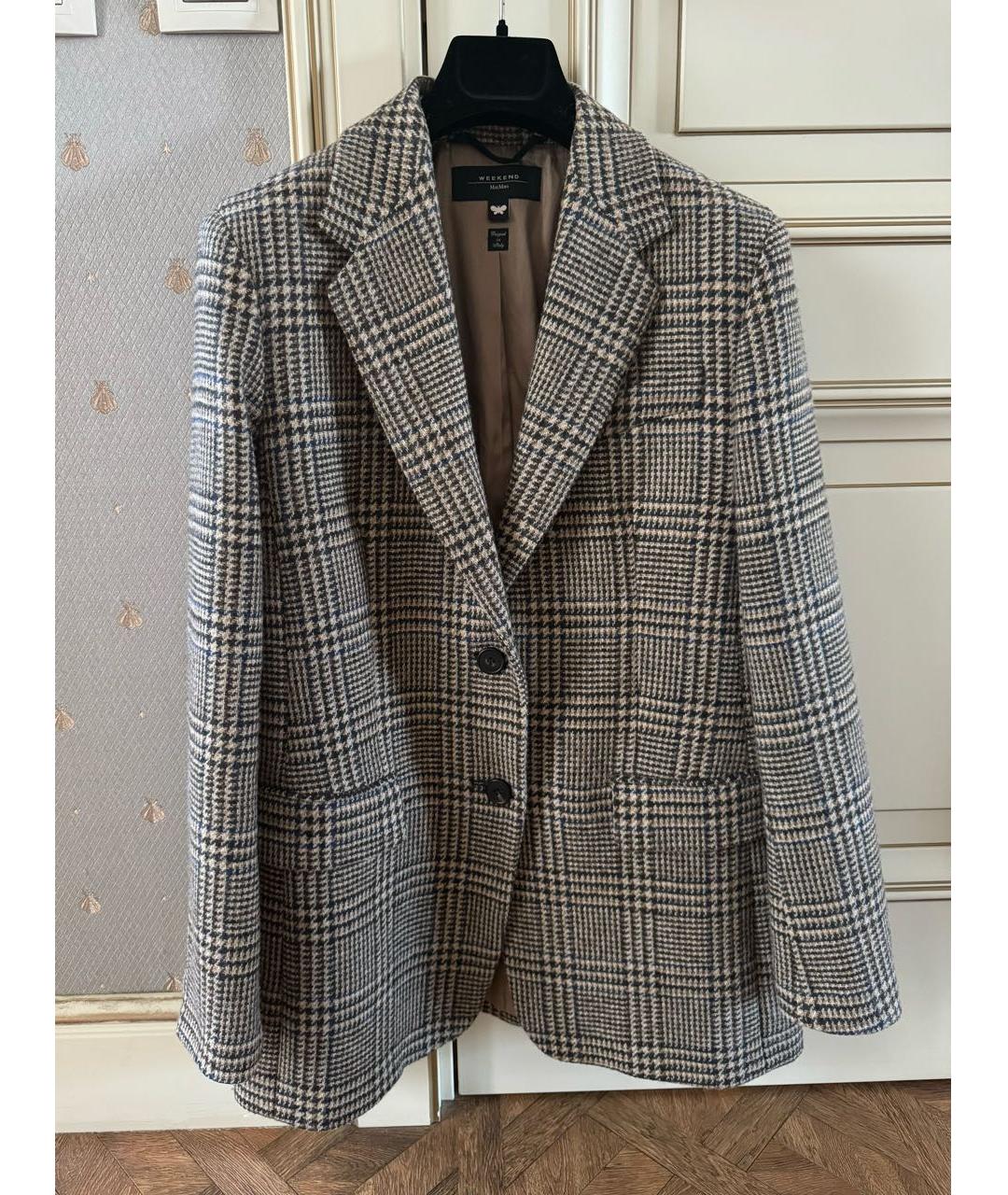 WEEKEND MAX MARA Коричневый шерстяной жакет/пиджак, фото 2