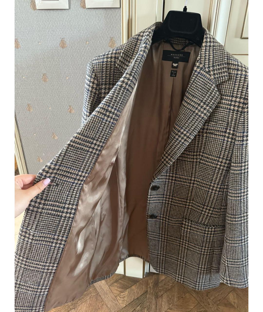 WEEKEND MAX MARA Коричневый шерстяной жакет/пиджак, фото 4