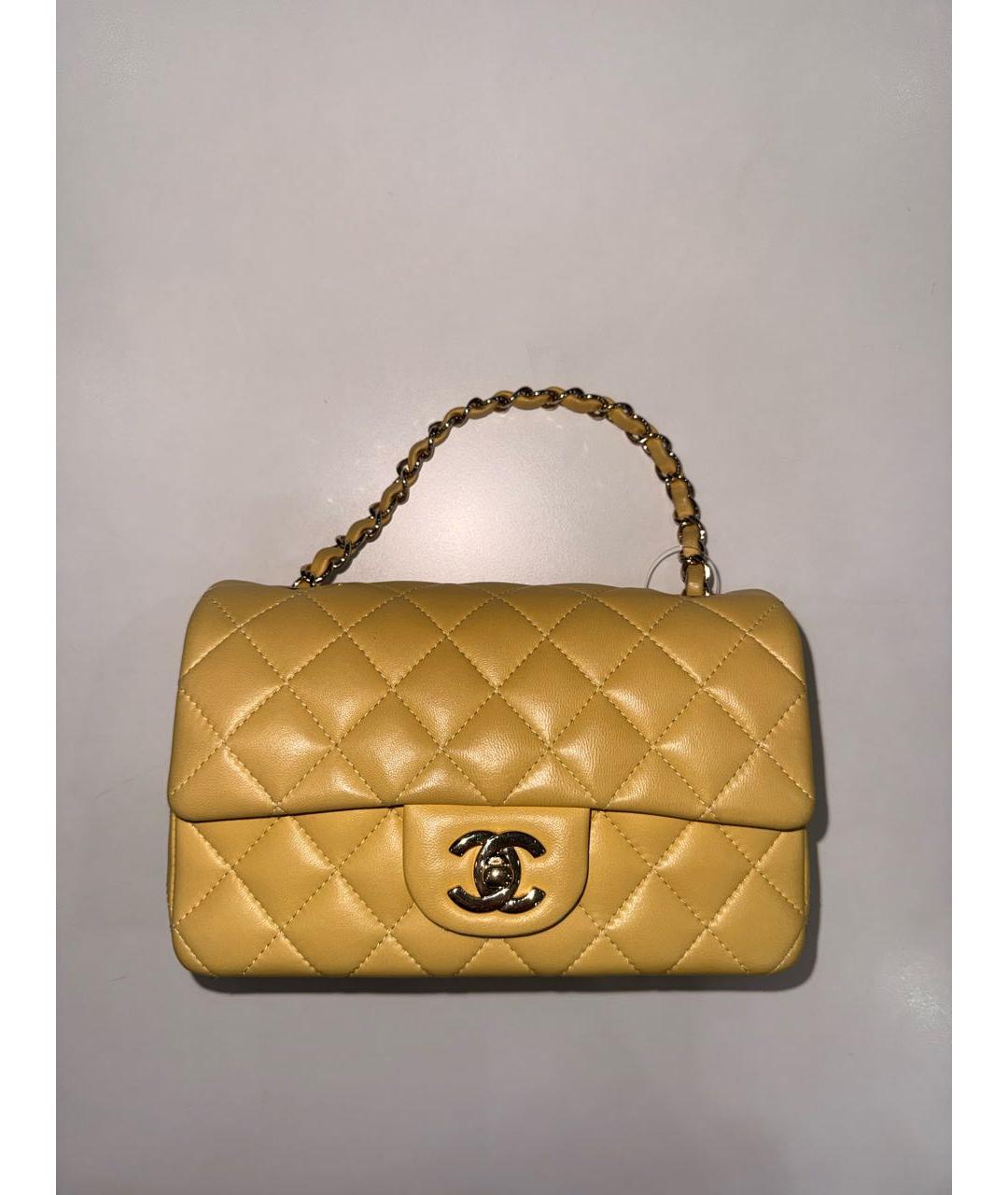 CHANEL Горчичная кожаная сумка через плечо, фото 9