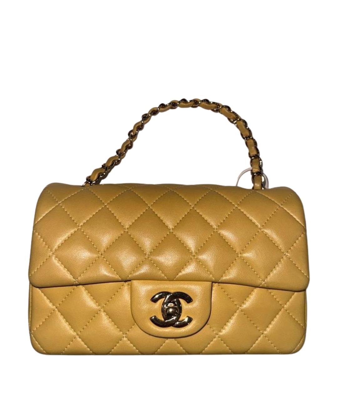 CHANEL Горчичная кожаная сумка через плечо, фото 1