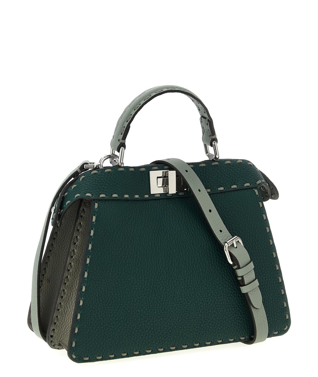 FENDI Зеленая кожаная сумка тоут, фото 2