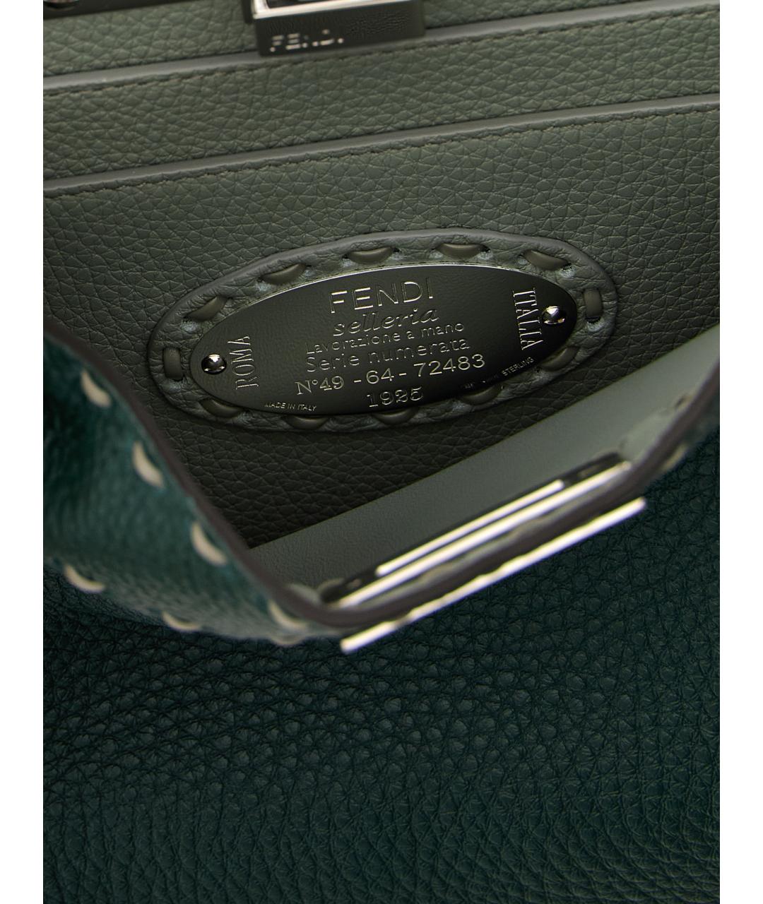 FENDI Зеленая кожаная сумка тоут, фото 4