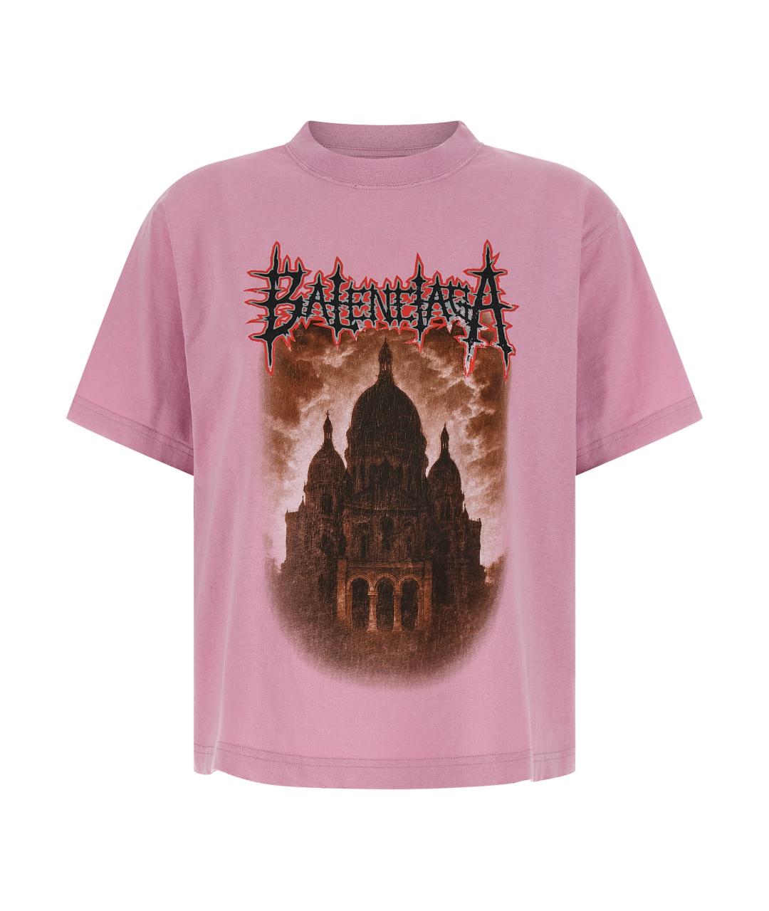 BALENCIAGA Розовая хлопковая футболка, фото 1