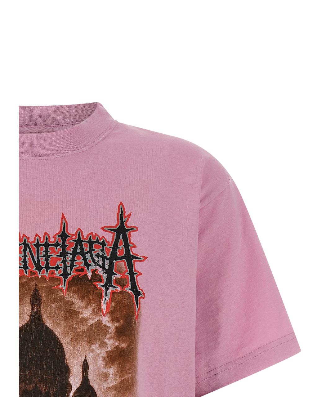 BALENCIAGA Розовая хлопковая футболка, фото 3