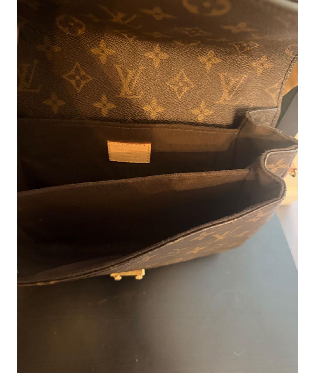 LOUIS VUITTON Коричневая кожаная сумка через плечо, фото 5