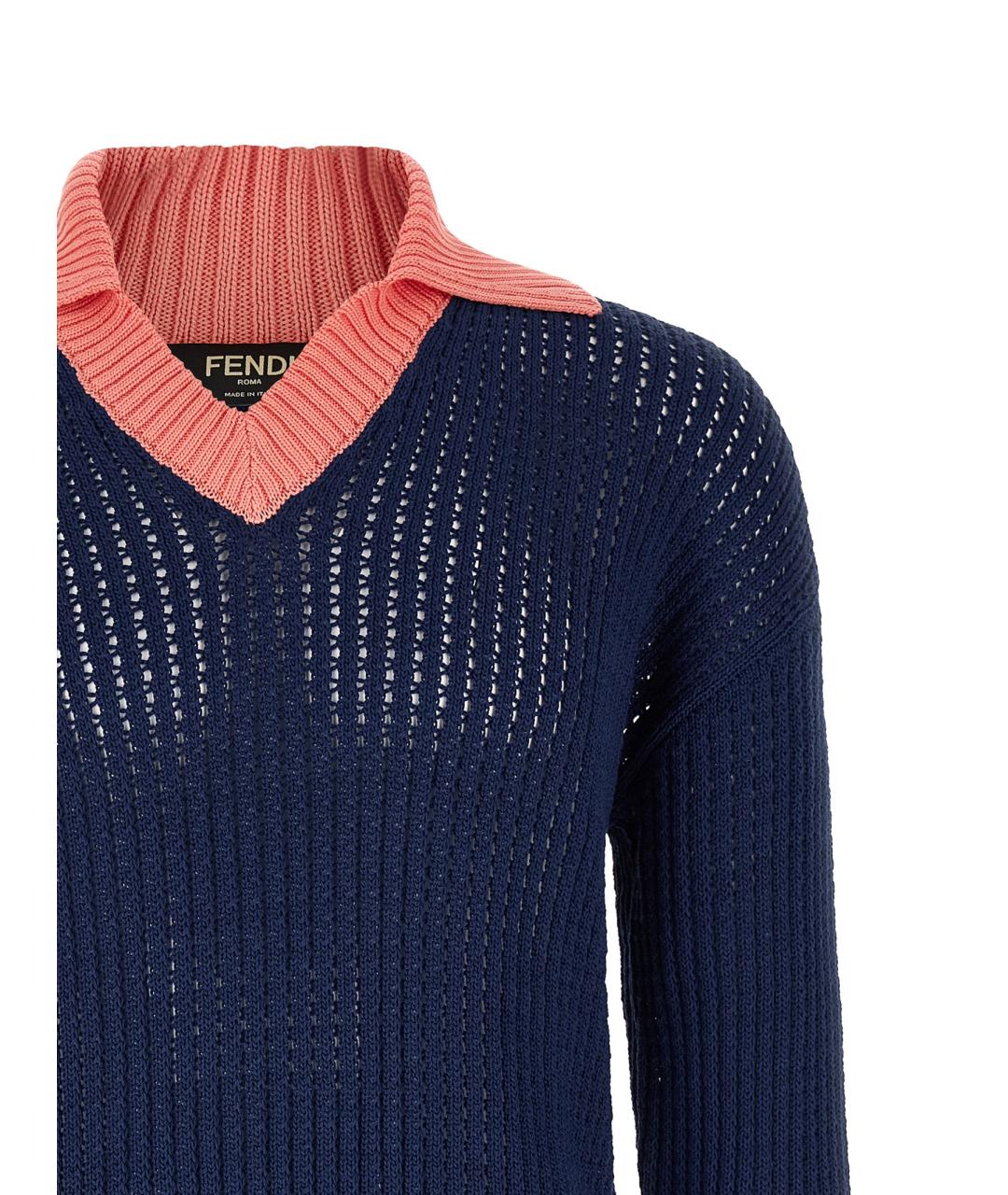 FENDI Синий хлопковый джемпер / свитер, фото 3