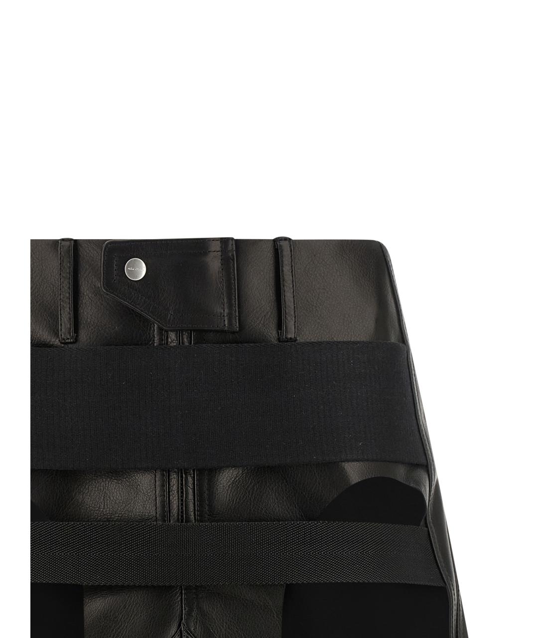 RICK OWENS Черная кожаная юбка мини, фото 3