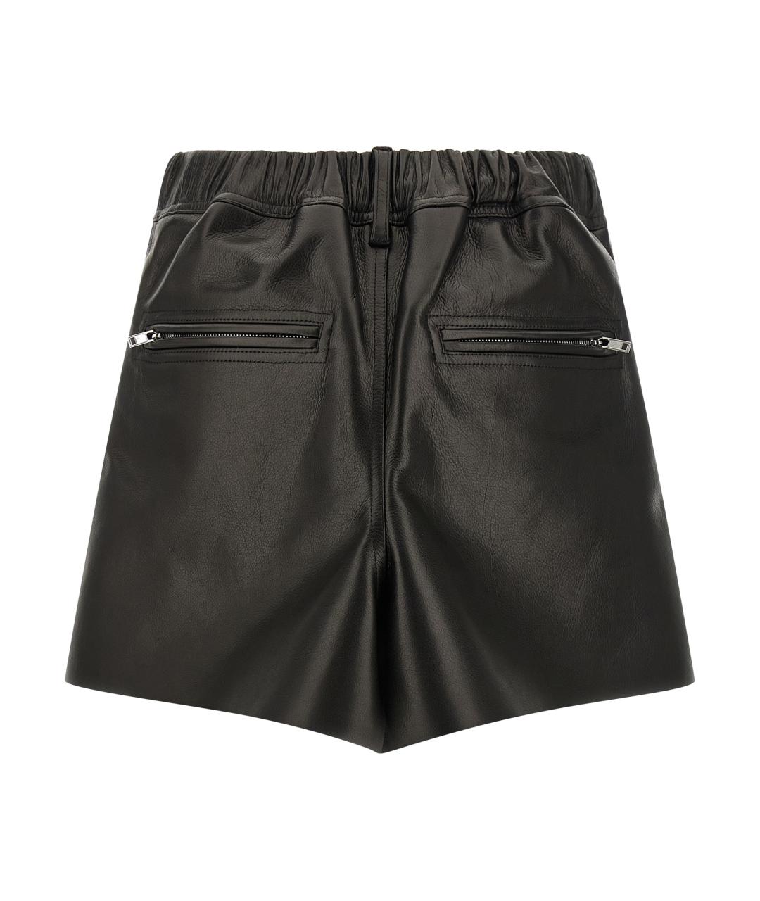 RICK OWENS Черная кожаная юбка мини, фото 2