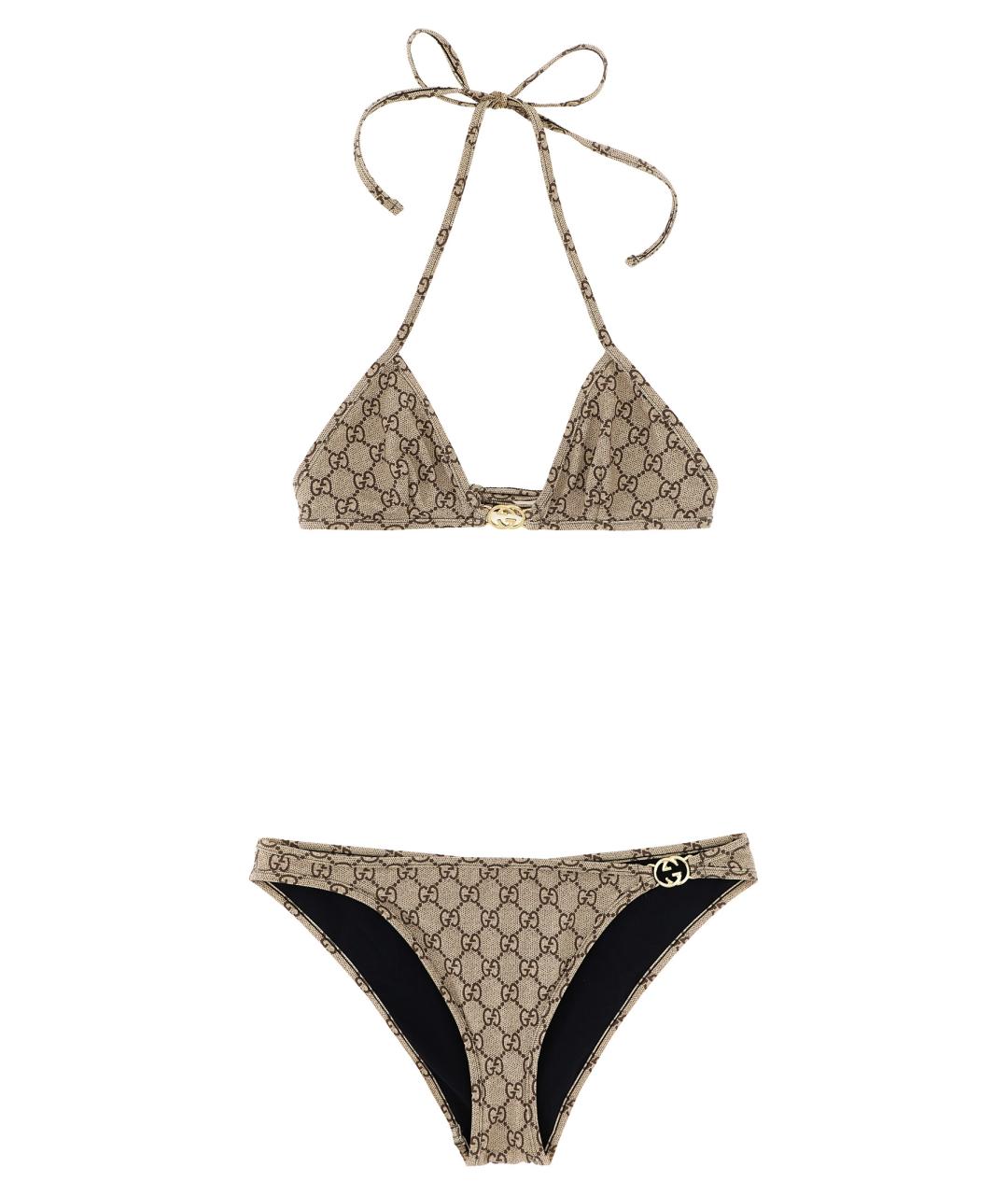 GUCCI Бежевый синтетический купальник, фото 1