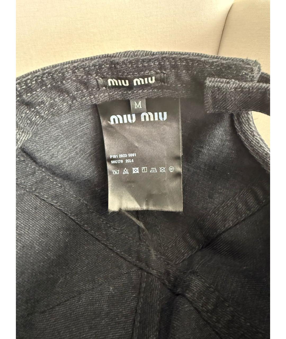 MIU MIU Черная хлопковая кепка, фото 5