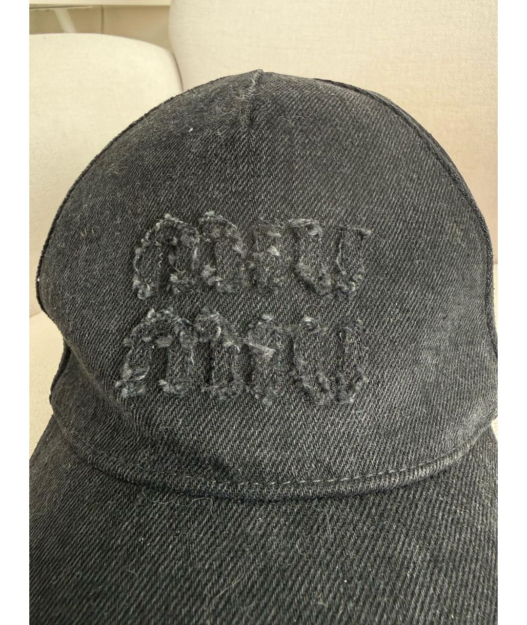 MIU MIU Черная хлопковая кепка, фото 4