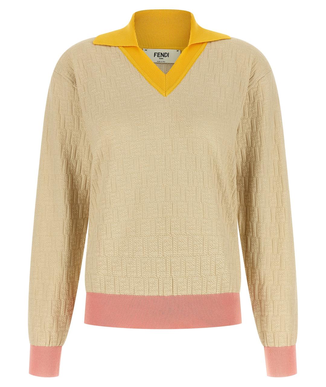 FENDI Бежевый хлопковый джемпер / свитер, фото 1