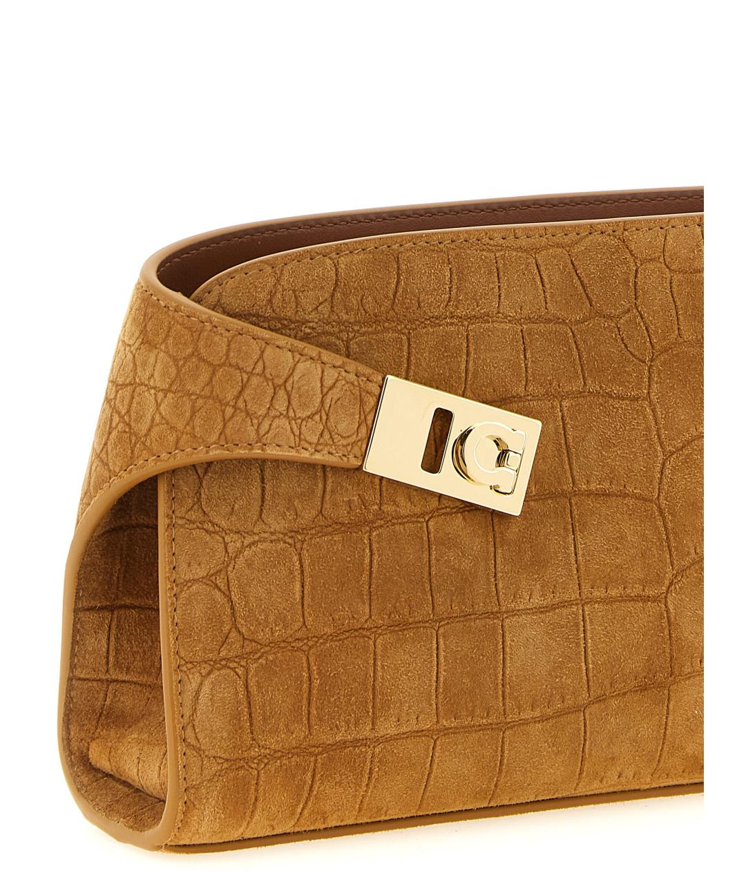 FERRAGAMO Бежевая замшевая сумка через плечо, фото 3