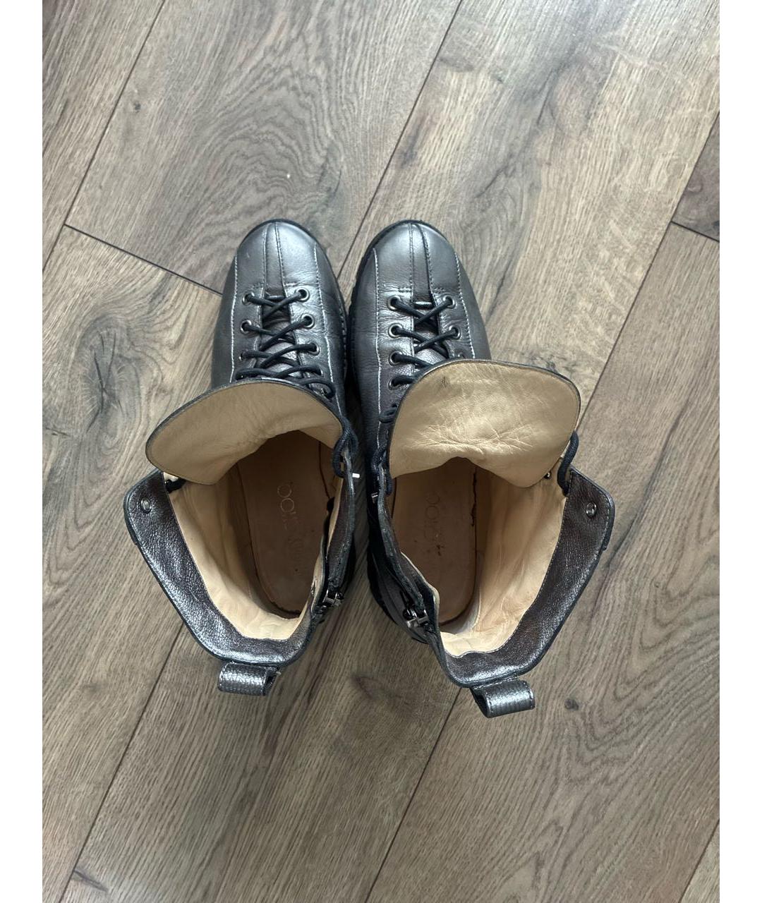 JIMMY CHOO Серебряные кожаные ботинки, фото 5