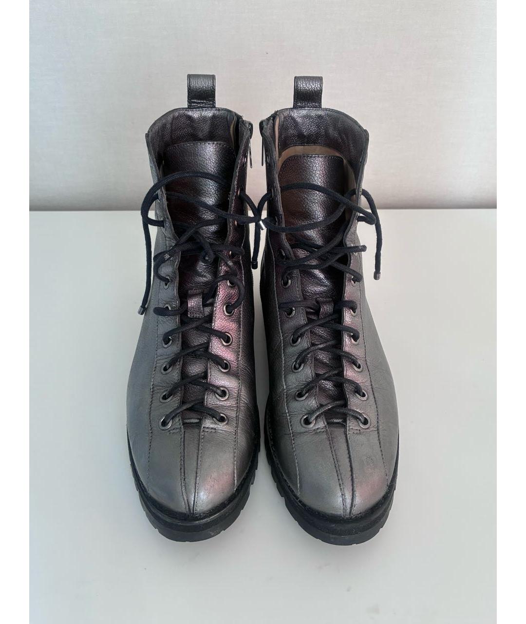 JIMMY CHOO Серебряные кожаные ботинки, фото 2