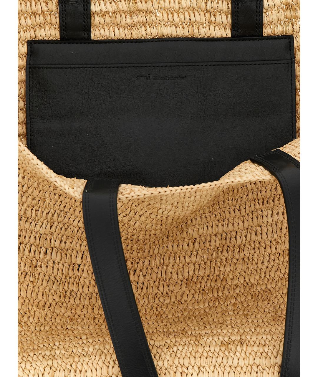 Ami Paris Бежевая пелетеная сумка тоут, фото 4