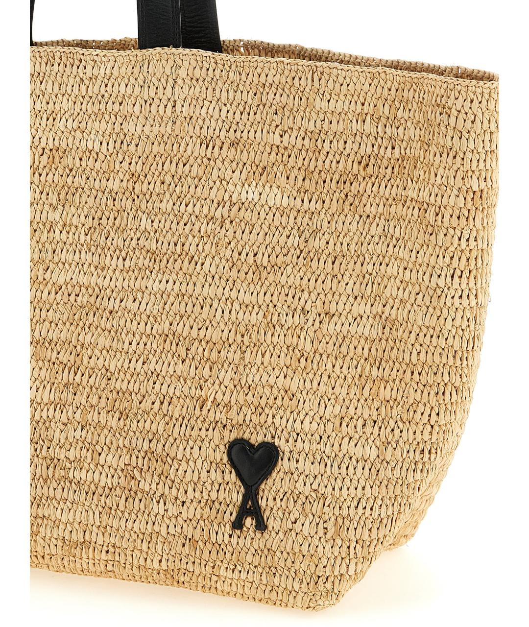 Ami Paris Бежевая пелетеная сумка тоут, фото 3